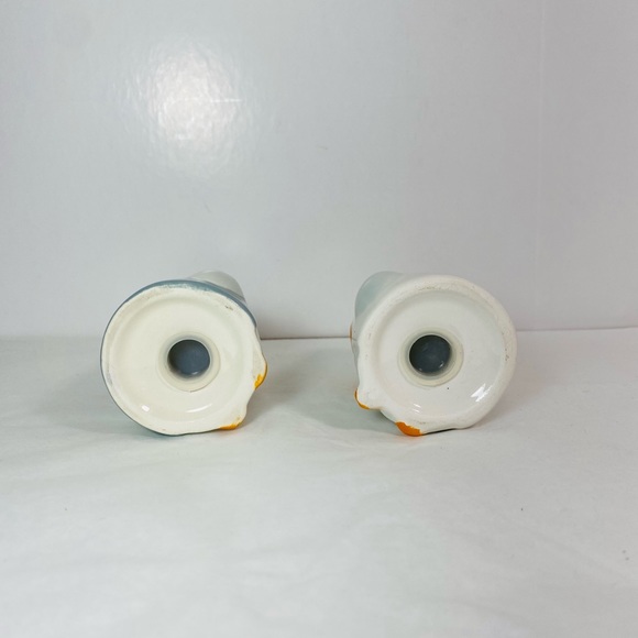 Ceramic Owl Figurine Salt And Pepper Shakers Grey White and Orange - Picture 4 of 5